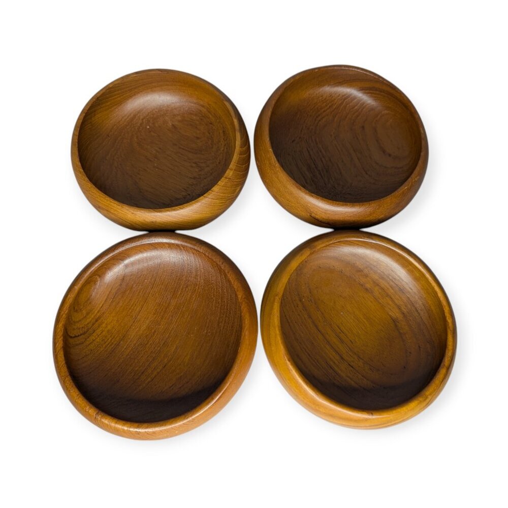 Vintage Genuine Teakwood Bowls 5" Across Set of 4